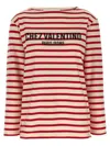 Valentino Garavani Striped Cotton Jersey T-shirt In Red