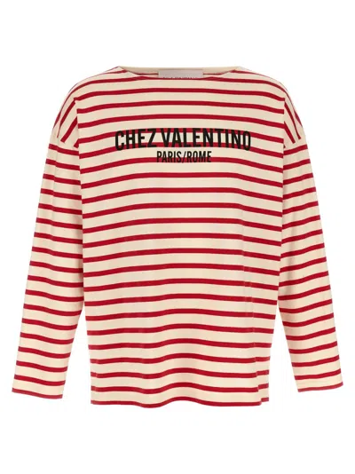 Valentino Red Embroidered Cotton T-shirt