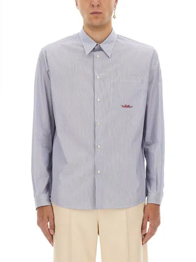 Valentino Garavani Striped Cotton Shirt In Blue