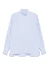 Valentino Garavani Cotton Striped Shirt With Button-down Collar In Blue