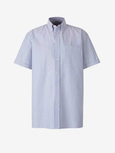 Valentino Garavani Striped Cotton Shirt In Blue Camouflage