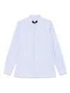 Valentino Cotton Shirt With Striped Pattern And Embroidered Motif In White