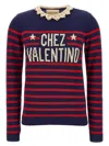 Valentino Knitwear Sweater Asymmetric Neck Design In Blue