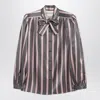 Valentino Garavani Striped Crepe De Chine Shirt In Pink