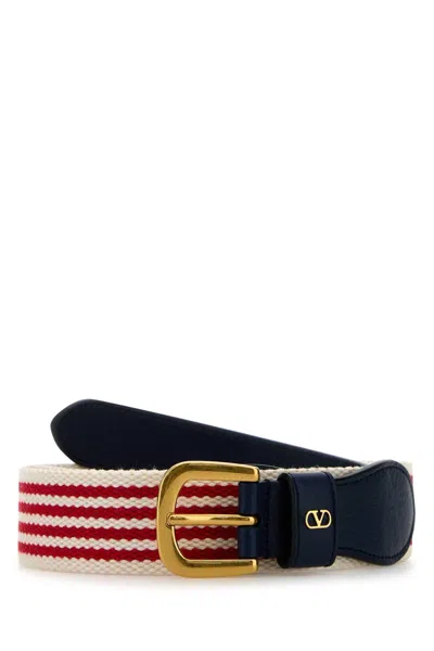Valentino Garavani Striped Fabric Belt In Multi