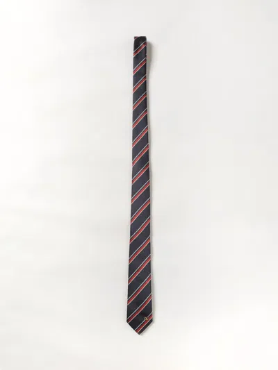 Valentino Garavani Striped Pure Silk Tie With Vlogo Signature Detail In Blue