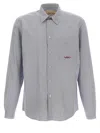 Valentino Garavani Striped Shirt Shirt And Blouse Light Blue In Gray