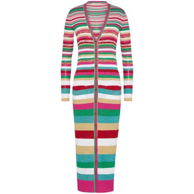 Valentino Garavani Stripes Lurex Cardigan In Multi