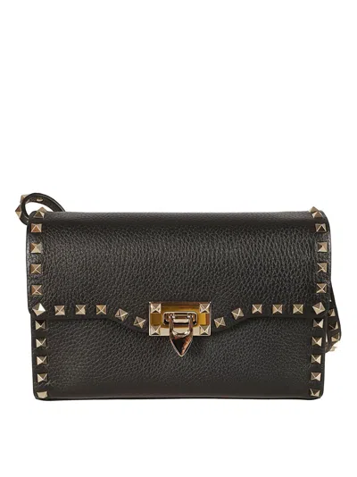 VALENTINO GARAVANI VALENTINO GARAVANI STRUCTURED BLACK CALF LEATHER BAG