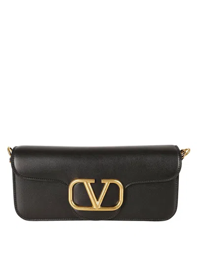 Valentino Garavani Structured Black Calf Leather Shoulder Bag