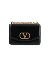 Valentino Small Leather Shoulder Bag With Adjustable Chain-link Strap In Black