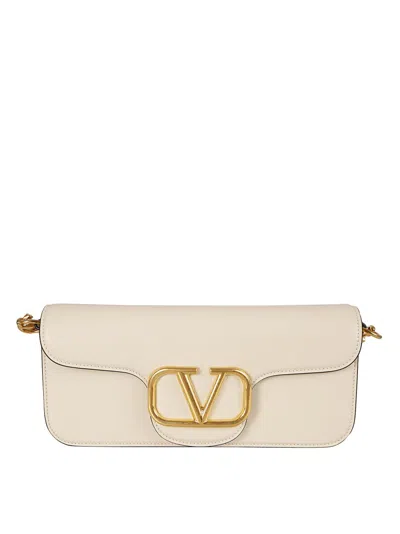 Valentino Garavani Structured Leather Shoulder Bag In Neutral