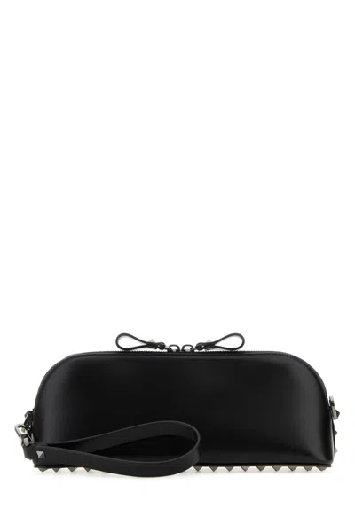 Valentino Garavani Studded Leather Clutch In Black