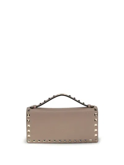 Valentino Garavani Studded Leather Wallet In Beige