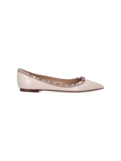 Valentino Garavani Studded Pointed-toe Ballet Flats In White