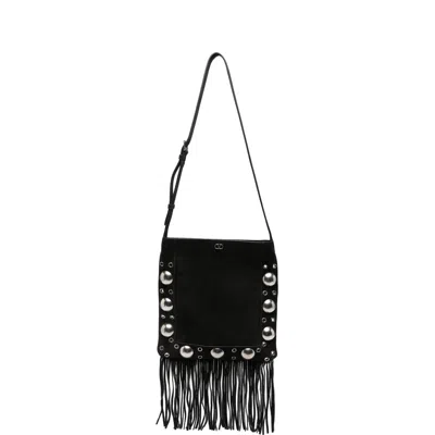 Valentino Garavani Studded Suede Belt Bag In Black