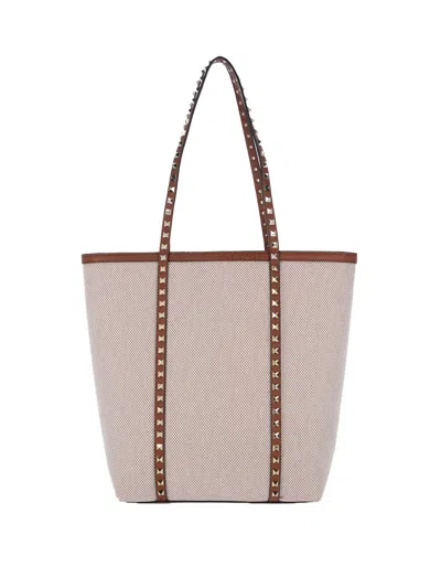 Valentino Garavani Studded Tote Bag In Beige