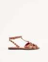 Valentino Garavani Studdy Kidskin Sandal Woman Tobacco 42 In Brown