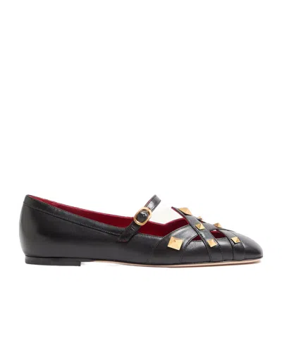 Valentino Garavani Studdy Mary Jane Ballet Shoes In Black