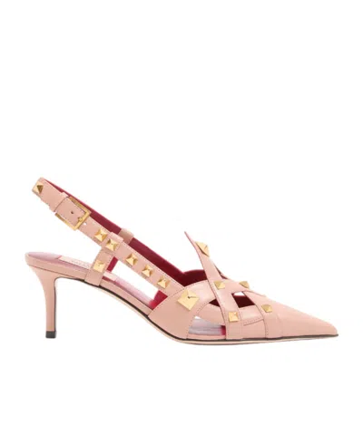 Valentino Garavani Studdy Slingback Pointed Toe Pumps In Pink