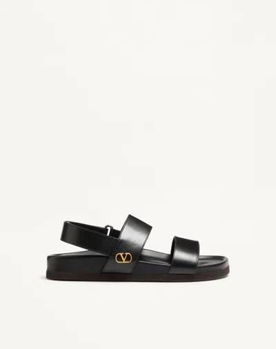 Valentino Garavani Studshield Calfskin Sandal In Black