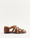 Valentino Garavani Studshield Fisherman Calfskin Sandal In Tobacco