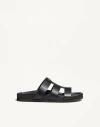 Valentino Studshield Calfskin Slides In Black