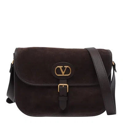 Valentino Garavani Suede Antibes Crossbody Bag In Brown