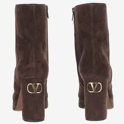 Valentino Garavani Suede Mid-calf Boot In Brown