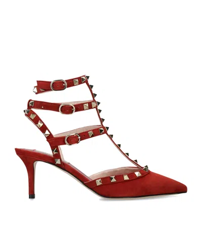 Valentino Garavani Suede Rockstud Pumps 65 In Burgundy