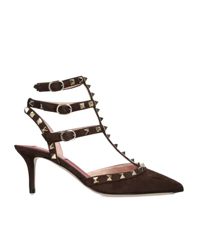 Valentino Garavani Rockstud 65 Suede Pumps In Brown