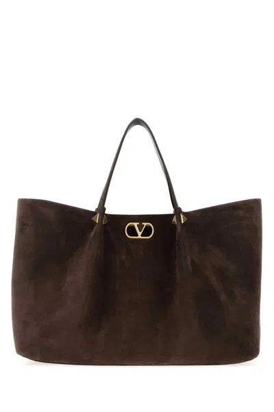 Valentino Garavani Suede Tote Bag In Brown