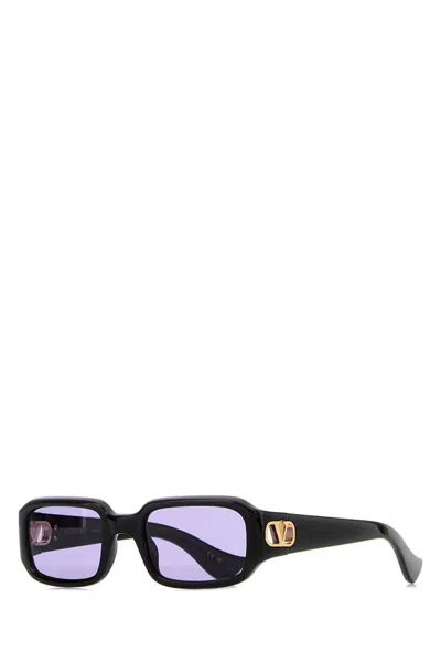 Valentino Garavani Occhiali Da Sole In Acetato Nero Donna In Black