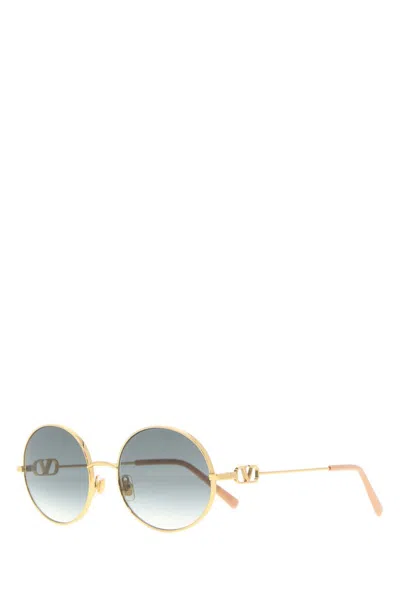 Valentino Garavani Sunglass Round Metal Frame Sunglasses In Gold