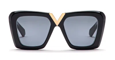 Valentino Garavani V-gold Ii Acetate Butterfly Sunglasses In Black