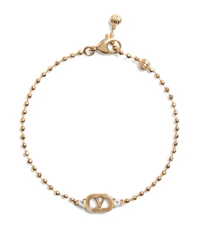 Valentino Garavani Swarovski Crystal Swivel Snap Hook Bracelet In Oro