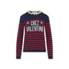 Valentino Knitwear Sweater Asymmetric Neck Design In Blue