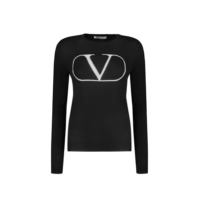 Valentino Garavani Woman Sweater Grey Size 8 Virgin Wool In Black