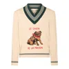 Valentino Butter-coloured Sweater With Le Chien De La Maison Embroidery