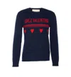 Valentino Wool Sweater Heart Motif In Blue