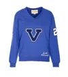 Valentino Blue Sweatshirt With V And Le Chat De La Maison Embroidery