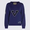 Valentino Blue Sweatshirt With V And Le Chat De La Maison Embroidery