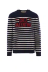 Valentino Garavani Crewneck Sweater With Bold Jacquard Motif In Black
