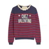 Valentino Knitwear Sweater Asymmetric Neck Design In Blue