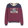 Valentino Knitwear Sweater Asymmetric Neck Design In Blue
