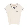 Valentino Cotton Tops With Bow Detail And Cap Sleeves In Neutral