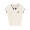 Valentino Cotton Tops With Bow Detail And Cap Sleeves In Neutral