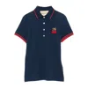 Valentino Cherry Embroidery Polo With Contrast Trim In Blue