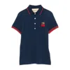 Valentino Cherry Embroidery Polo With Contrast Trim In Blue