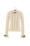 Valentino Wool Sweater With Bow Detail And Cable Knit Pattern In Multi